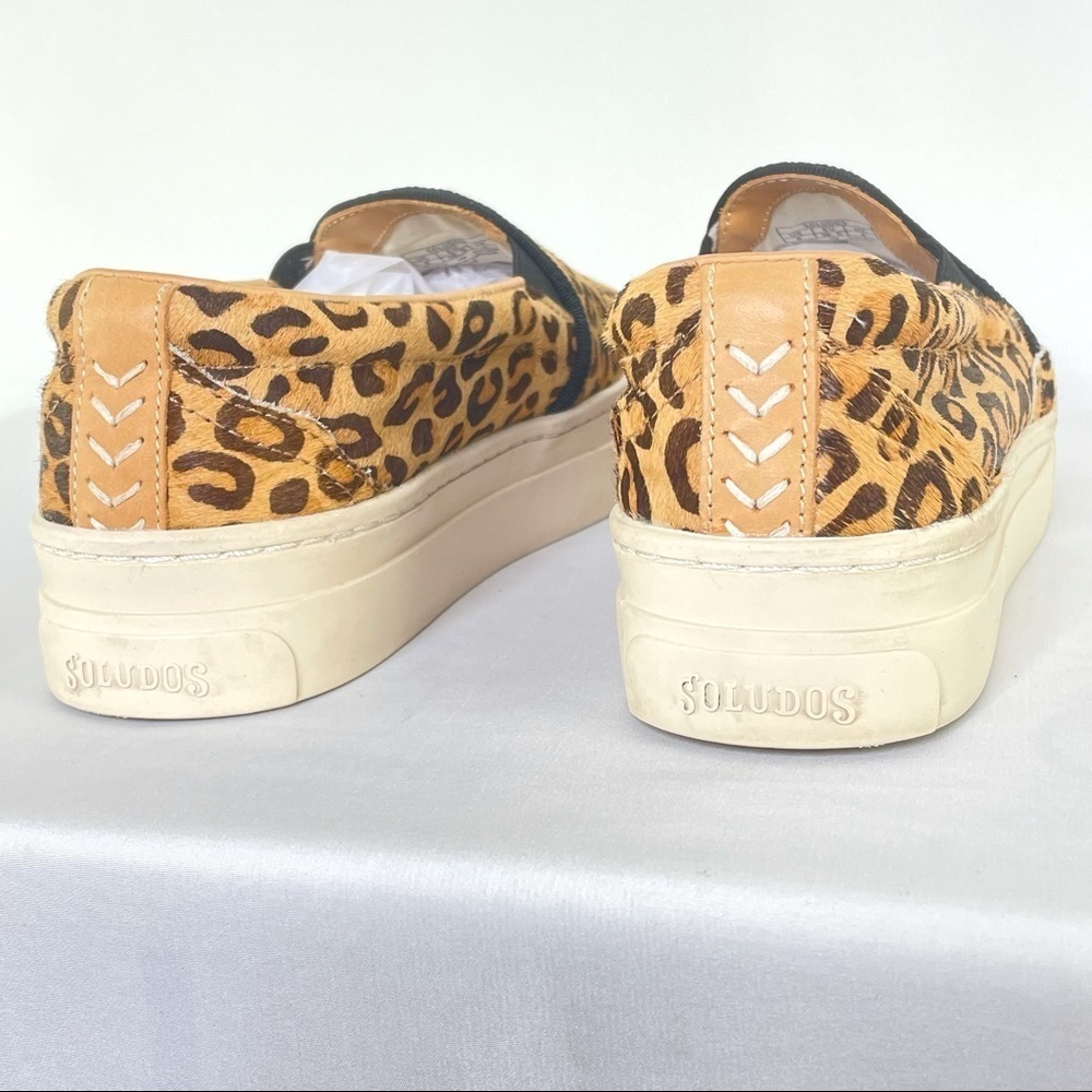 Soludos Bondi Leopard Print Calf Hair Slip-On Flatform Sneakers Sz 8 - Picture 9 of 10